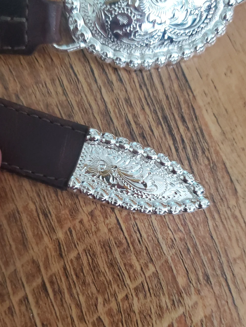 Tony Lama Vintage Heavyweight Silver Concho Brown Leather Belt - Women Size 30